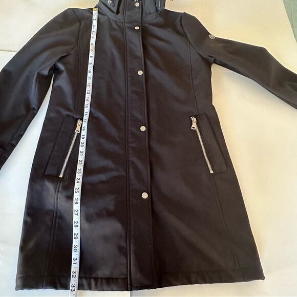 Calvin Klein Black Hooded Trench Coat Soft Shell Rain Jacket / Parka M - Picture 10 of 13